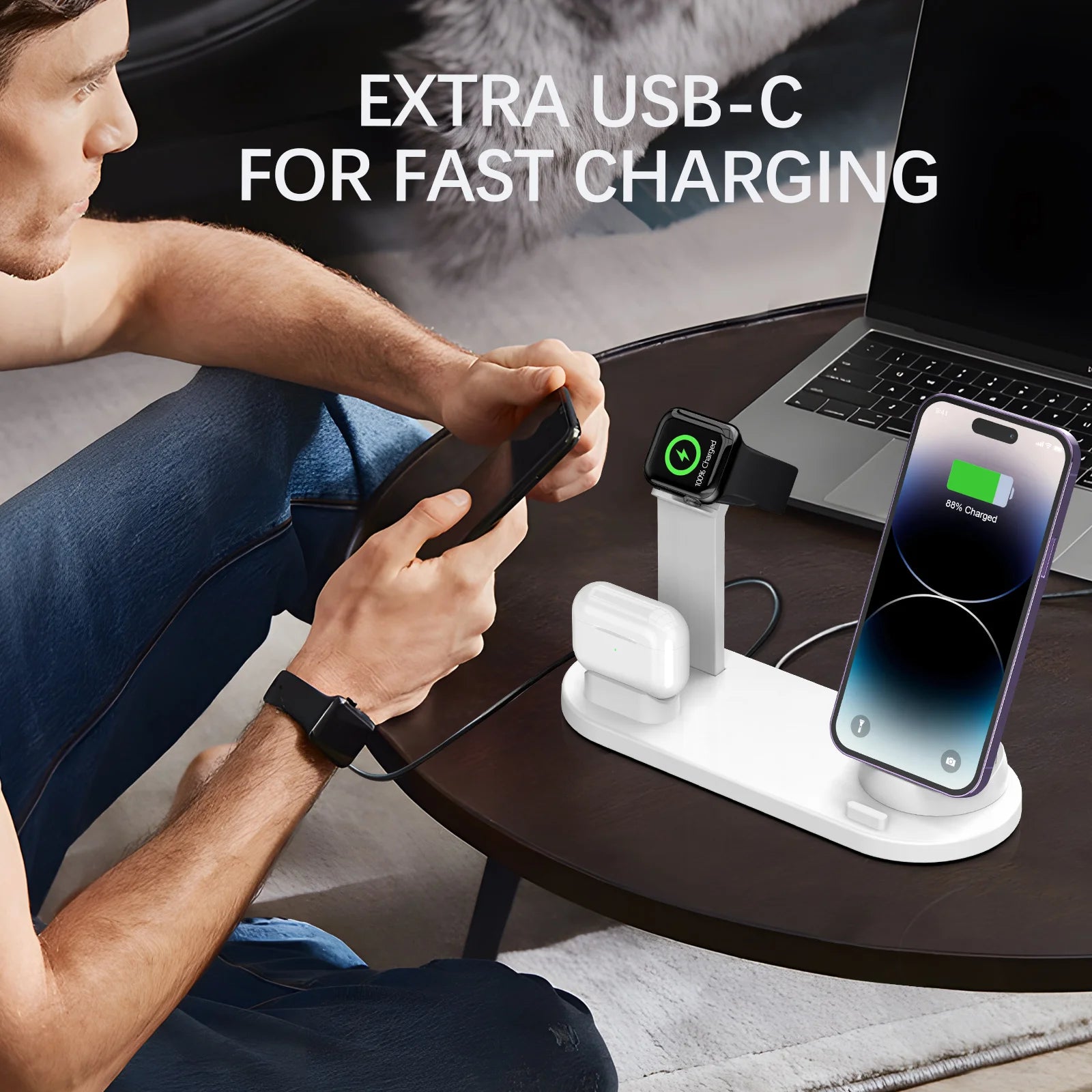 Universal Wireless Charging Station for iPhone17 16, 15, 14, 13, 12, 11 Pro Max/Pro/Mini/Plus & for AirPods Pro 2 - Quick Charge