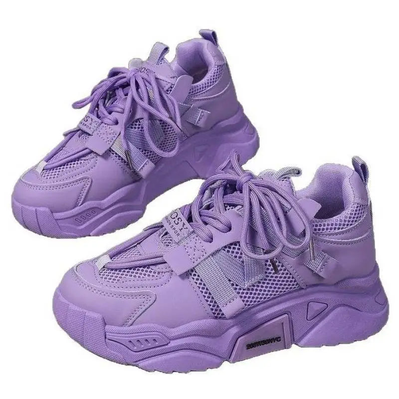 Purple Platform Sneakers for Women Breathable Mesh Casual Shoes White Thick Sole Sneakers Woman Luxury Designer Women Sneakers