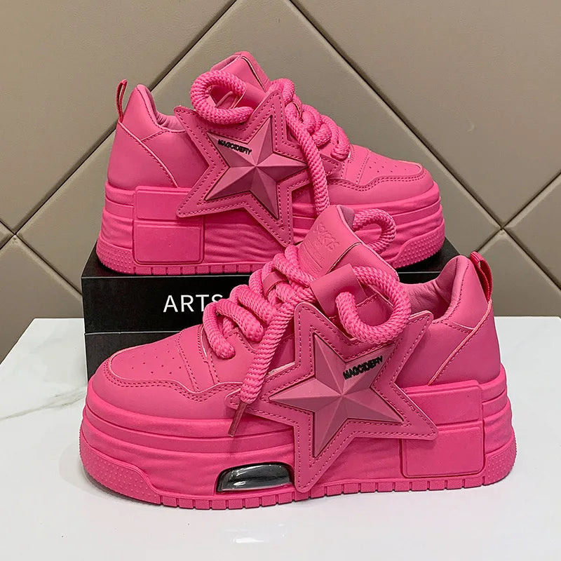 Purple Platform Sneakers for Women Breathable Mesh Casual Shoes White Thick Sole Sneakers Woman Luxury Designer Women Sneakers