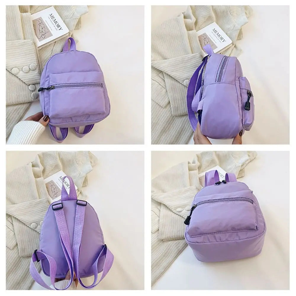 Teen Girls Casual Nylon Female Bag Mini Backpacks White Rucksack Small School Bags