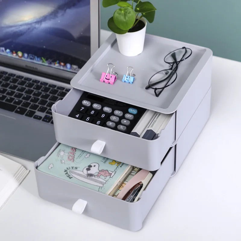 Office Supplies Desktop Storage Box Organizer Multi-layer Drawer Desk Storage Cabinet Rack Cosmetics Storage Box Desk Organizers