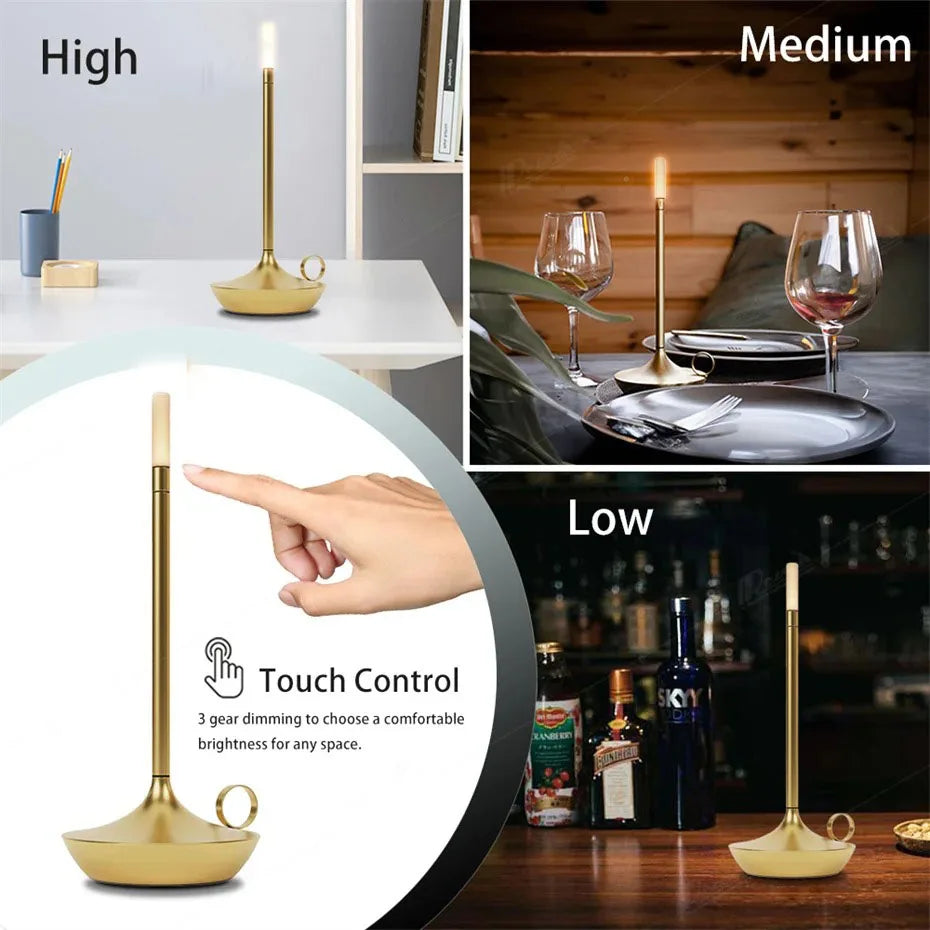 LED Candle Charging Restaurant Bar Lamp Desktop Decoration Atmosphere Touch Night Light Led Desk Lamps Candlelight Table Lamp