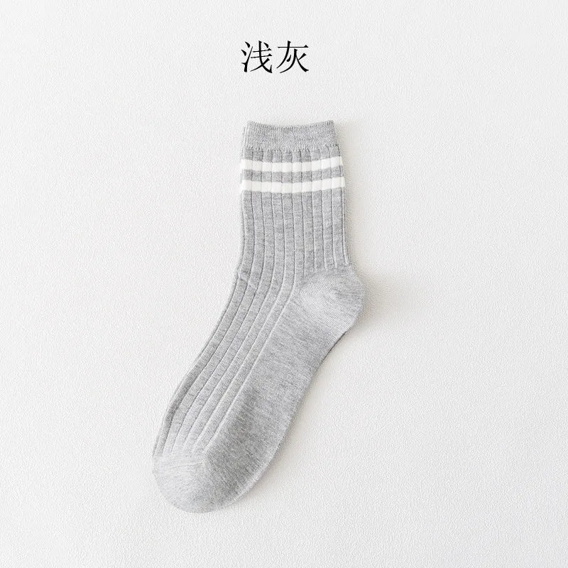 Men Socks 100 Cotton Fashion Black White Stripe Crew Mens Sock Sports High Skateboard Streetwear Happy Long Sox Short Crew Socks