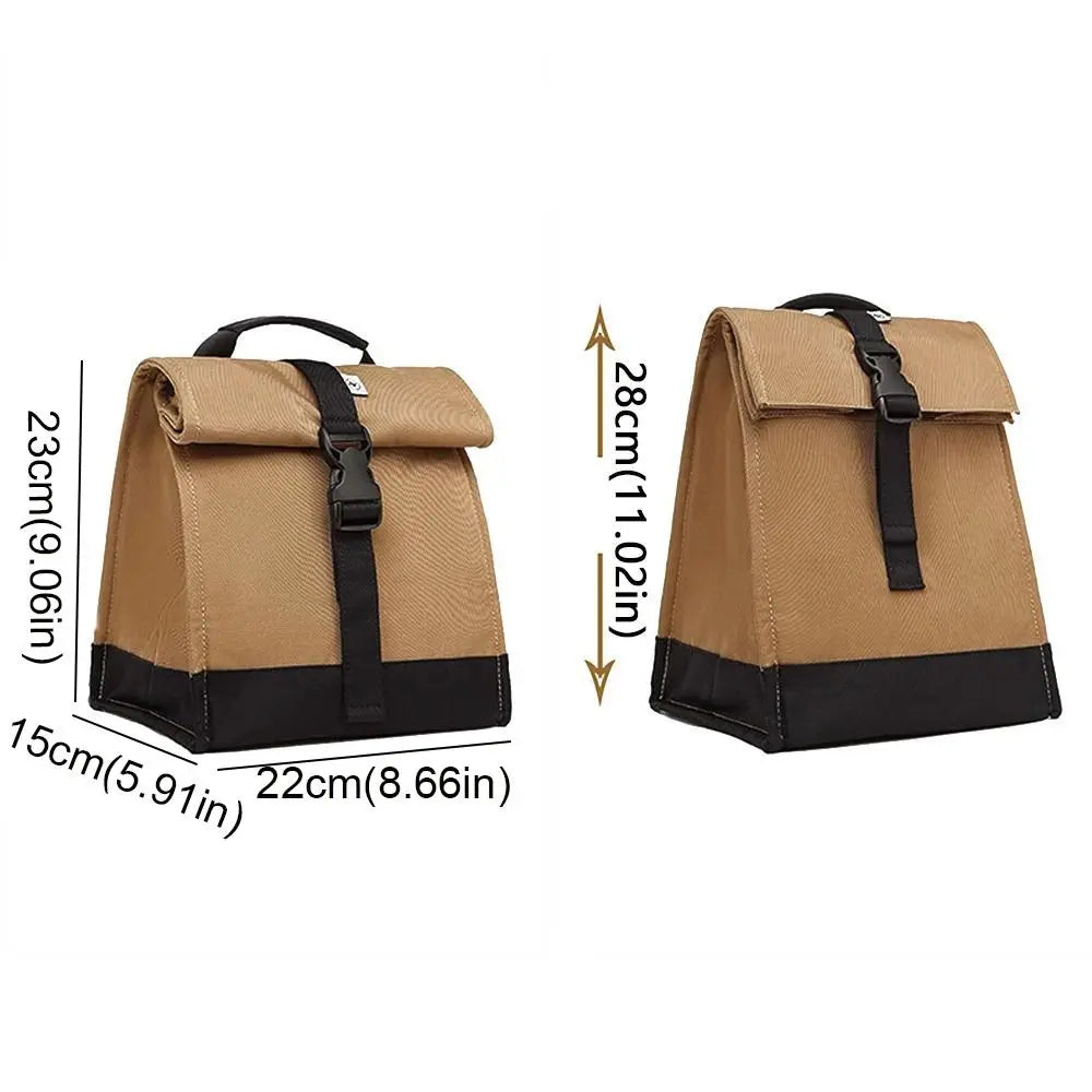 Adjustable Shoulder Strap Insulated Lunch Bag Lightweight Roll Top Collapsible Cooler Lunch Bags Shock-resistant Portable
