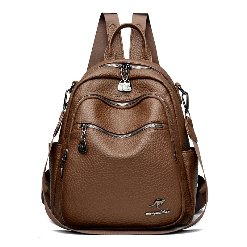 2025 Waterproof Leather Women Backpack Anti-theft Backpacks Shoulder Bags for Teenager Girls Large Capacity Travel School Bag