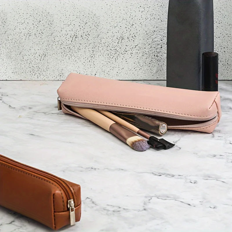 1pc Mini Makeup Pencil Case Bag, Premium Faux Leather Pencil Case: The Perfect Combination of Fashion and Function