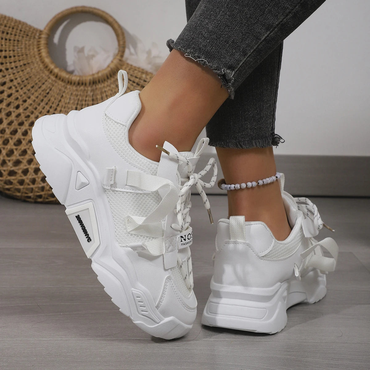 Purple Platform Sneakers for Women Breathable Mesh Casual Shoes White Thick Sole Sneakers Woman Luxury Designer Women Sneakers