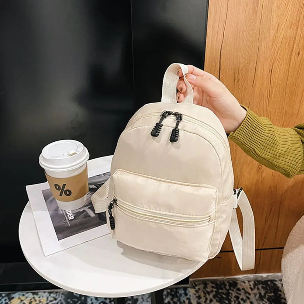 Teen Girls Casual Nylon Female Bag Mini Backpacks White Rucksack Small School Bags