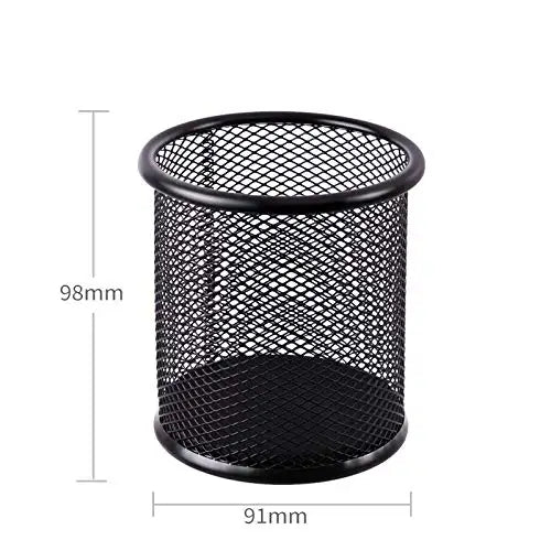 Container Desk Organizer Container Black Desktop Metal Pen Holders Mesh Pencil Cup Pen Case