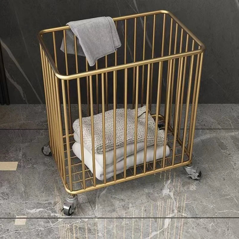 Nordic Laundry Baskets Portable Iron Laundry Baskets Large Capacity Storage Clothes Basket Bathroom Clothes Basket with Wheels