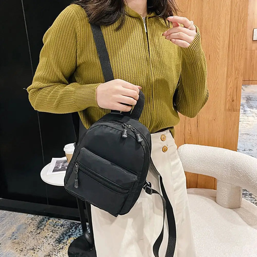 Teen Girls Casual Nylon Female Bag Mini Backpacks White Rucksack Small School Bags