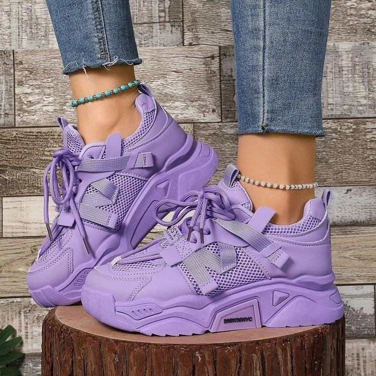 Purple Platform Sneakers for Women Breathable Mesh Casual Shoes White Thick Sole Sneakers Woman Luxury Designer Women Sneakers