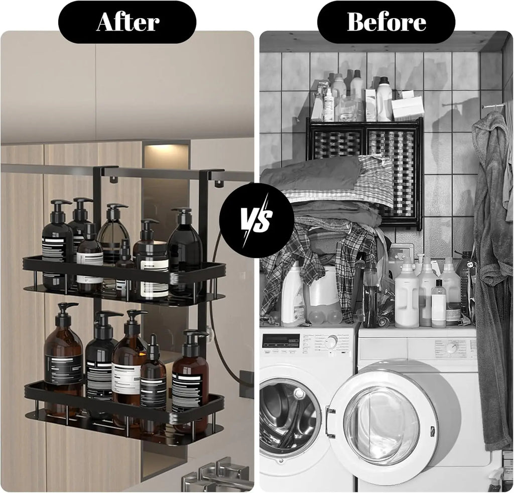 Shower Caddy Hanging 2 Tier Over Door Shower Shelf Bathroom Storage Rack No Drill for Shampoo and Razor Soap Bathroom Storage