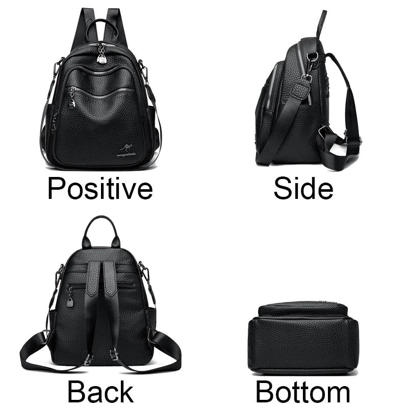 2025 Waterproof Leather Women Backpack Anti-theft Backpacks Shoulder Bags for Teenager Girls Large Capacity Travel School Bag