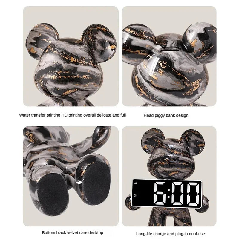 Digital Desk Clock Bear Desktop LED Nordic Electronic Table Clock Display Luxury Clocks Bedroom Aesthetic Decoration Room Gift