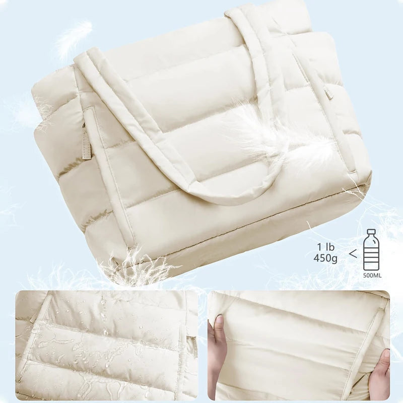 Tote Bag for Women, Lightweight Puffy Tote Bag with Compartments Shoulder Bag Handbag for Travel, Work, Gym