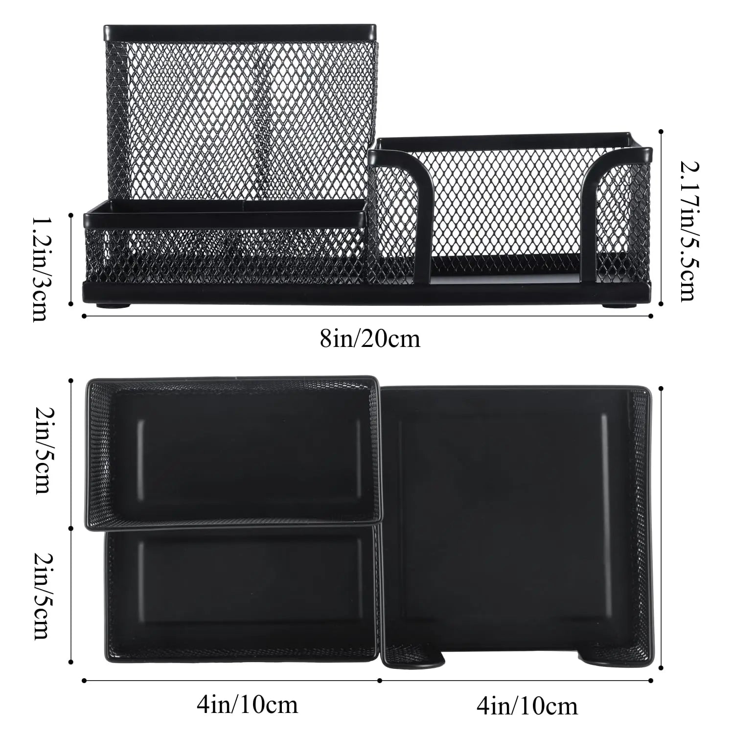 Mesh Pen Holder Desk Organizers Pencil Holder for Desk Black 3 Compartments Metal Office Supply