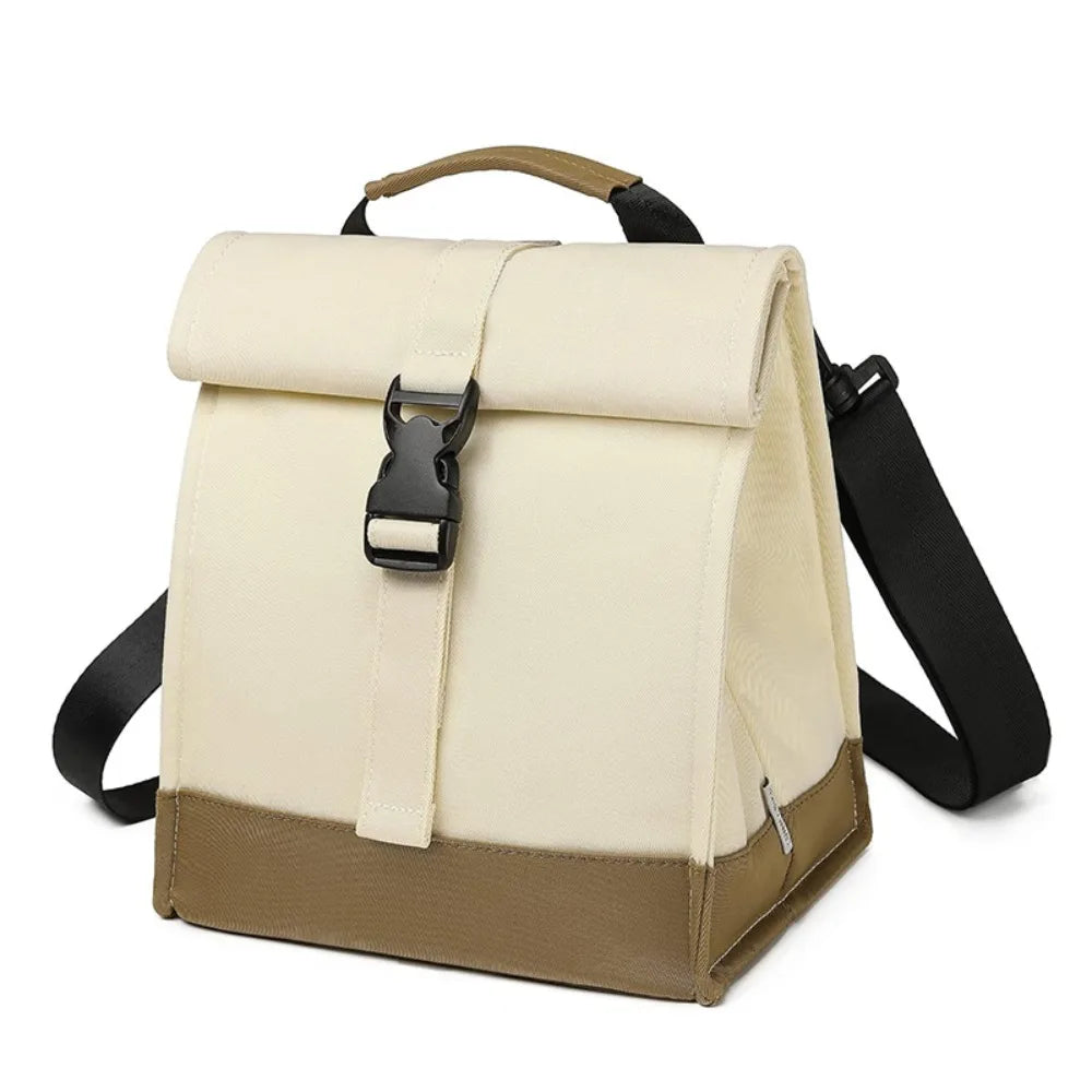 Adjustable Shoulder Strap Insulated Lunch Bag Lightweight Roll Top Collapsible Cooler Lunch Bags Shock-resistant Portable