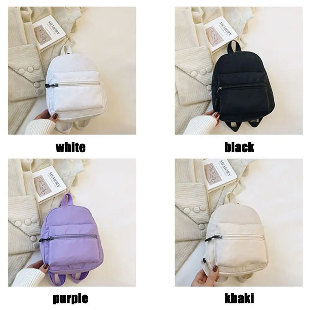 Teen Girls Casual Nylon Female Bag Mini Backpacks White Rucksack Small School Bags
