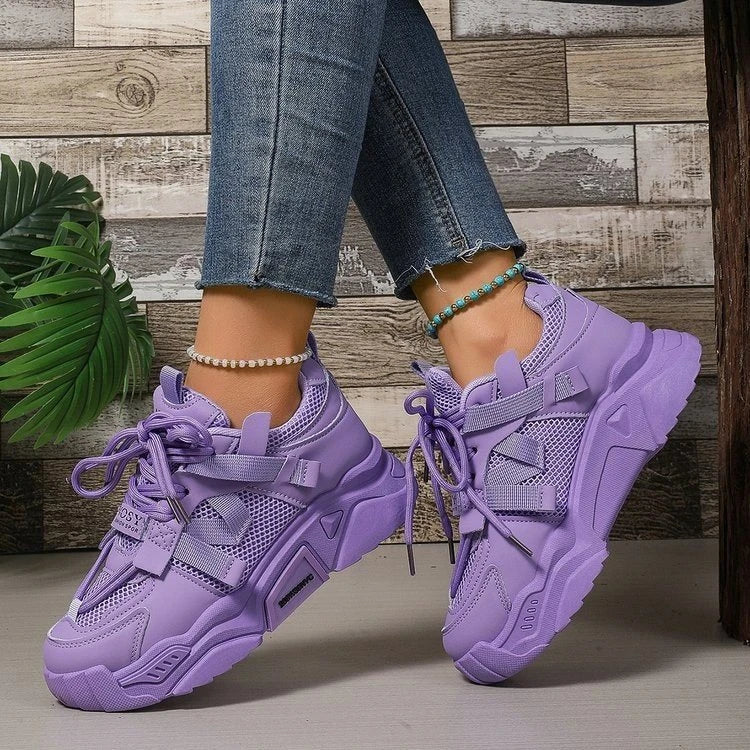 Purple Platform Sneakers for Women Breathable Mesh Casual Shoes White Thick Sole Sneakers Woman Luxury Designer Women Sneakers