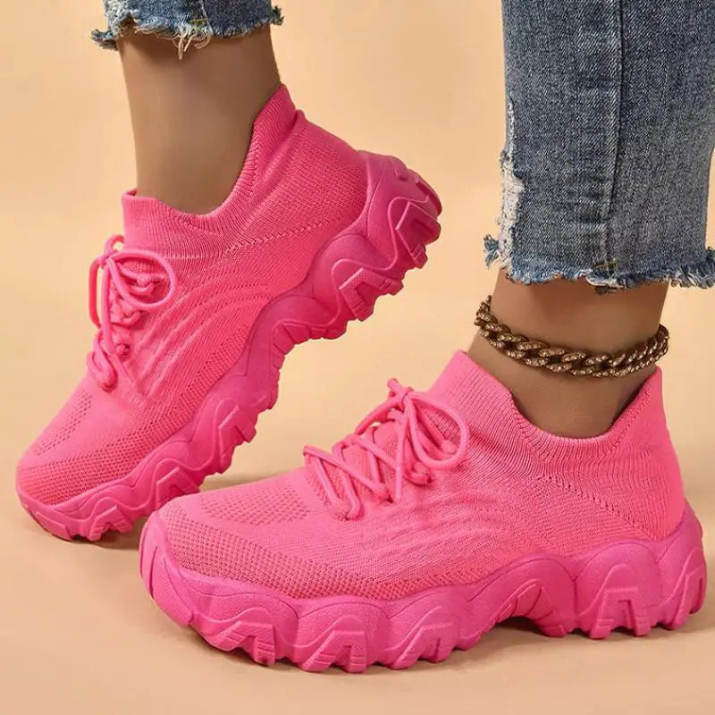 Purple Platform Sneakers for Women Breathable Mesh Casual Shoes White Thick Sole Sneakers Woman Luxury Designer Women Sneakers
